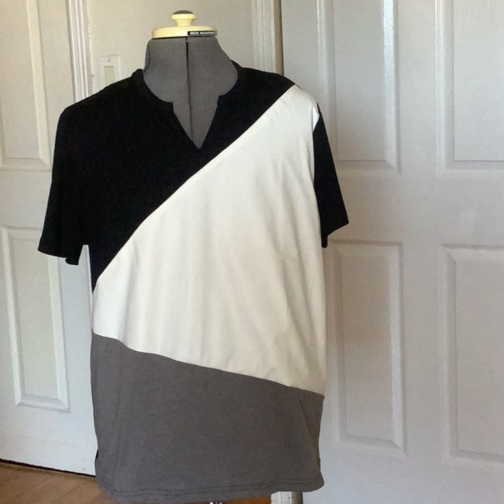 INC men’s t shirt pleather detail
